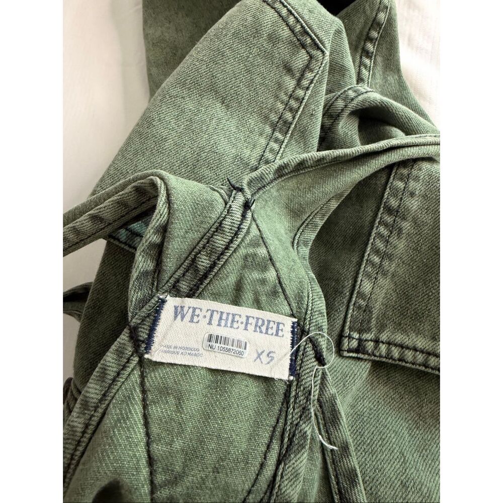 Free People We The Free Ziggy Overall XS Green Denim Wide Leg Overalls Jumpsuit - Picture 7 of 9